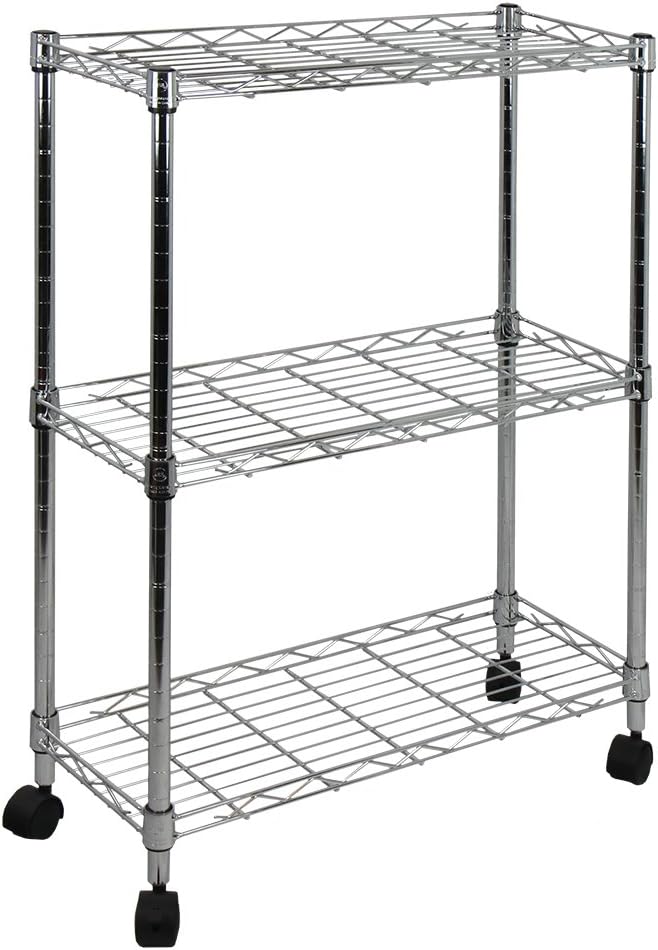Oceanstar 3-Tier Utility Cart with Adjustable Shelves and Mobility
