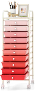 GOFLAME 10-Drawer Rolling Storage Drawer Cart - Mobile Multicolor