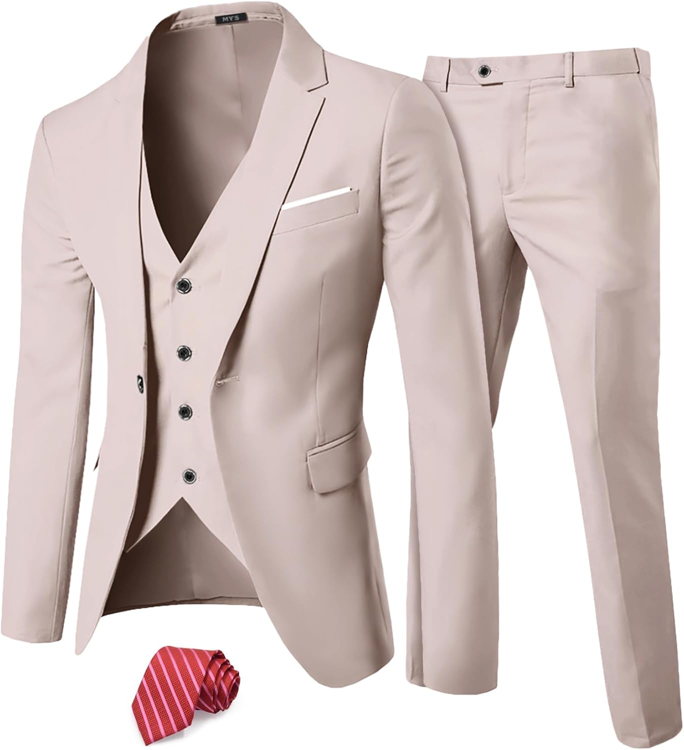 MY'S Men's 3 Piece Suit Set for Weddings, Parties, and Business