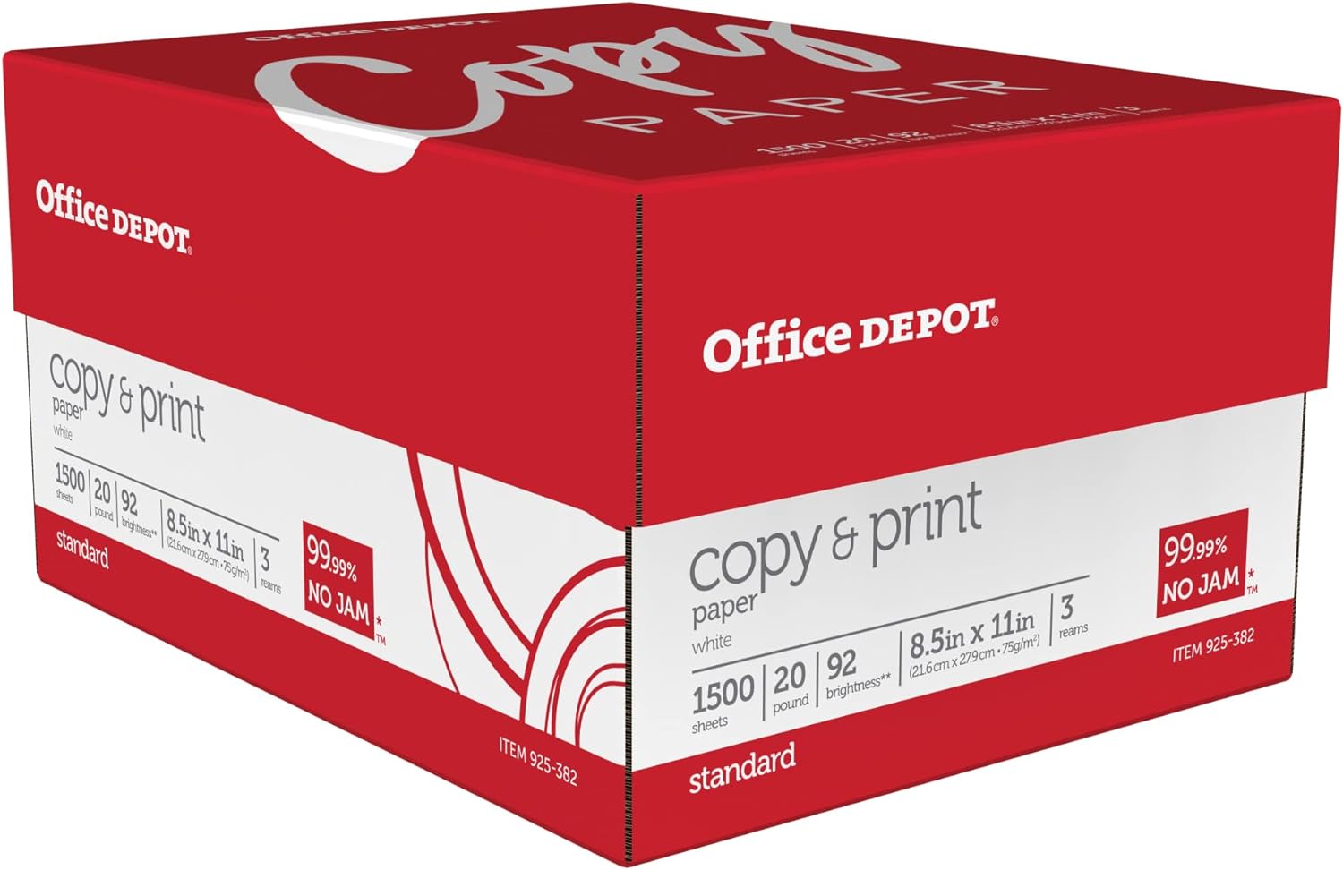 Office Depot Bright White Copy Paper - 20 lb, 1500 Sheets