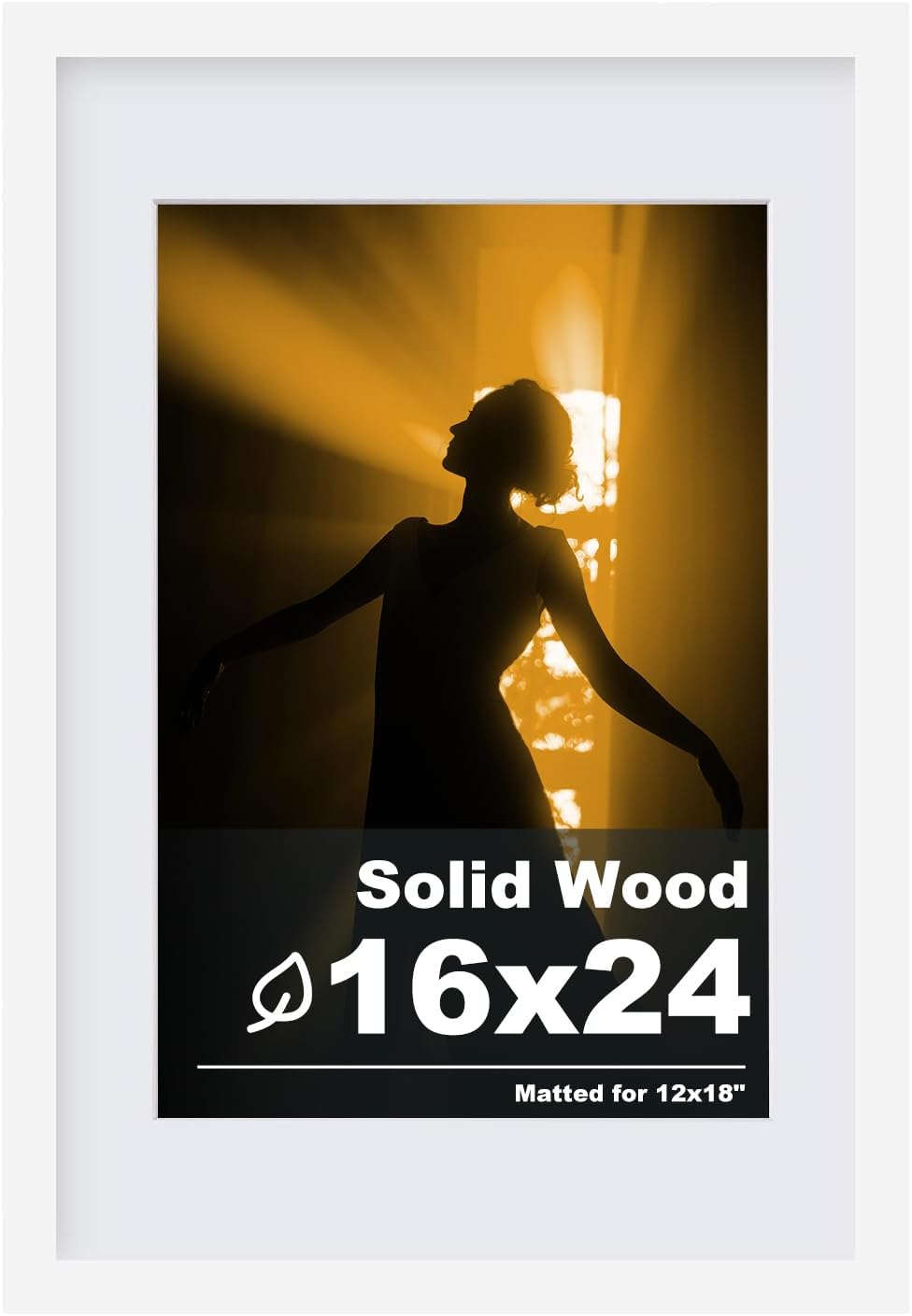 Solid Wood Picture Frame 16x24 for Wall Mounting and Display