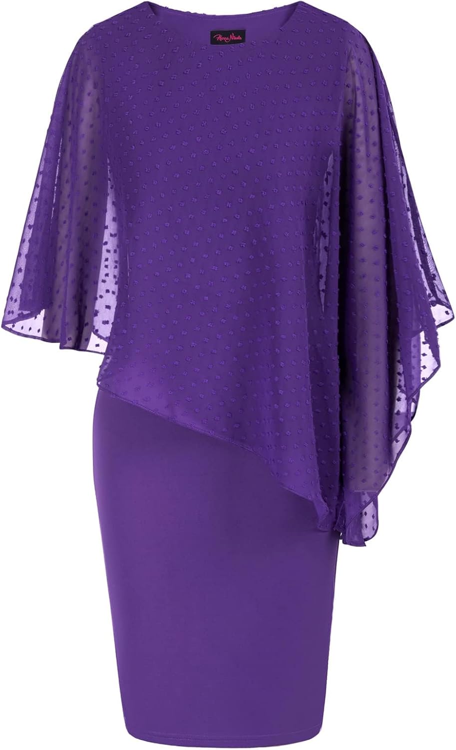 Elegant Women's Sleeveless Cape Dress with Chiffon Overlay