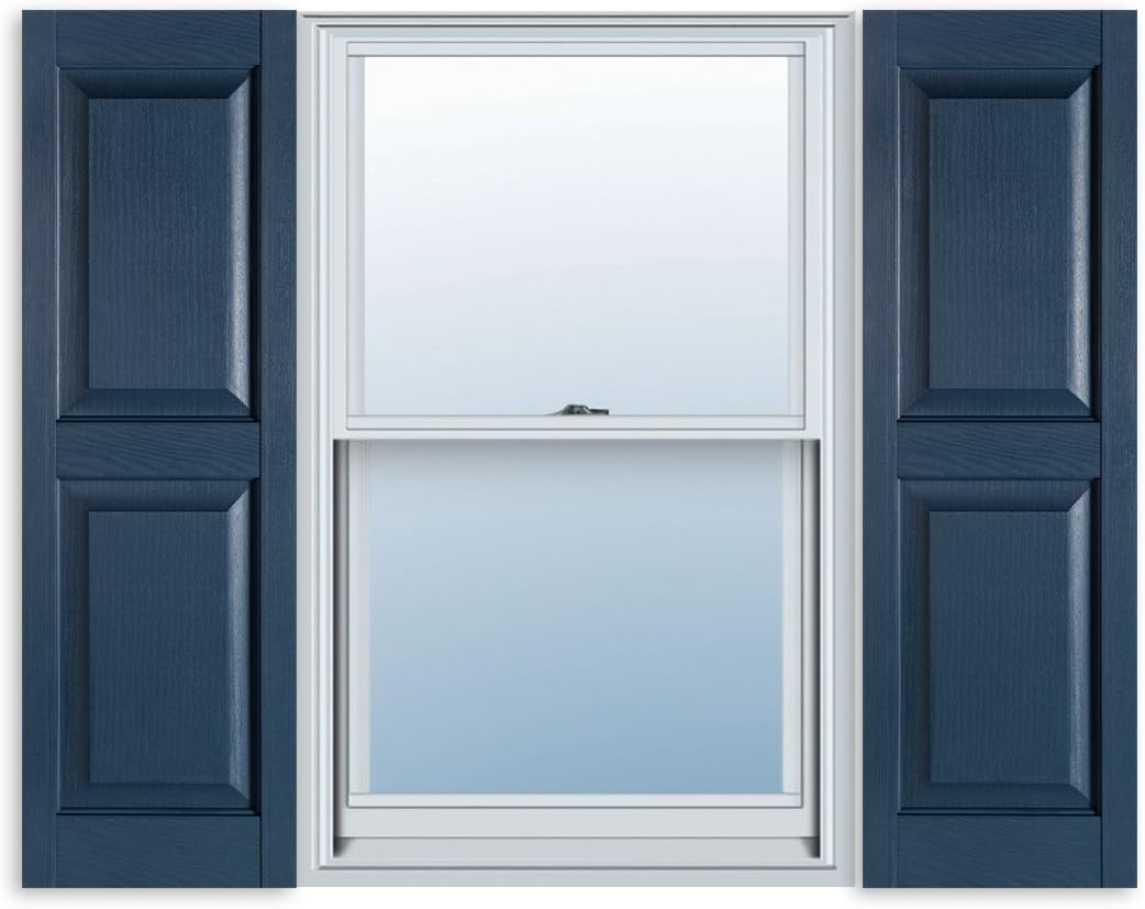 Exterior Solutions Standard Raised Panel Vinyl Shutter in Bedford Blue