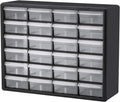 24-Drawer Plastic Storage Cabinet 20in Wide Black - Compact Organizer