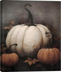 Framed Vintage Halloween Pumpkin Wall Art - Retro Autumn Canvas Print