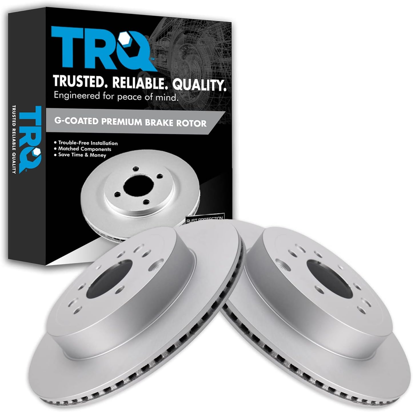 TRQ Rear Brake Rotors Set Vented Premium G-Coated for Mazda CX-9