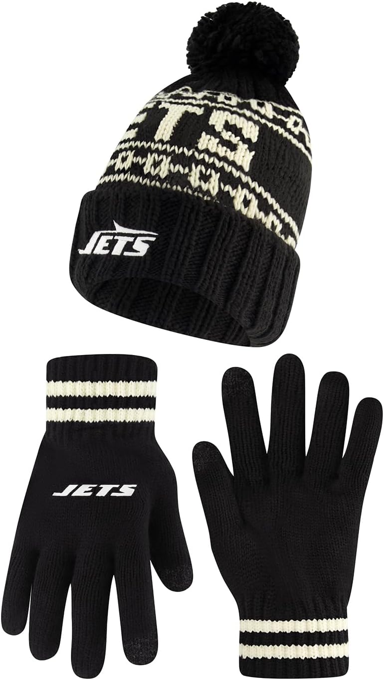 Ultra Game NFL Official Super Soft Cable Knit Beanie & Gloves