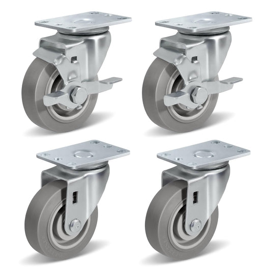3.5 Inch Heavy Duty Swivel Caster Wheels with Brake Set