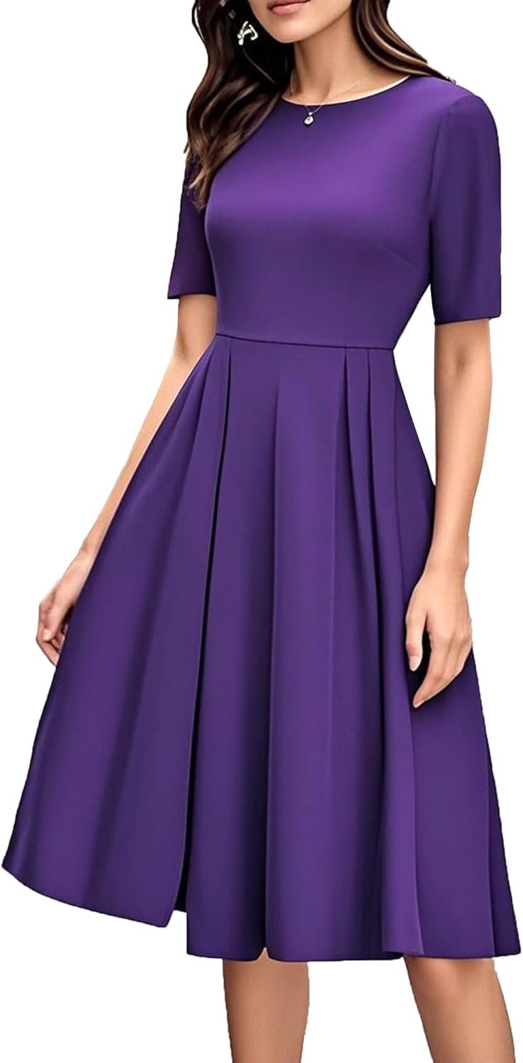 Oxiuly Women's Vintage Patchwork Pockets Swing Dress Review
