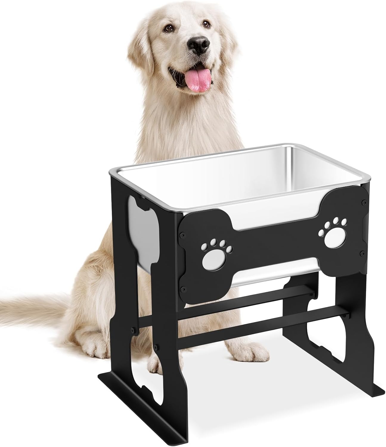 Elevated Large Dog Water Bowl with Metal Stand for Comfort