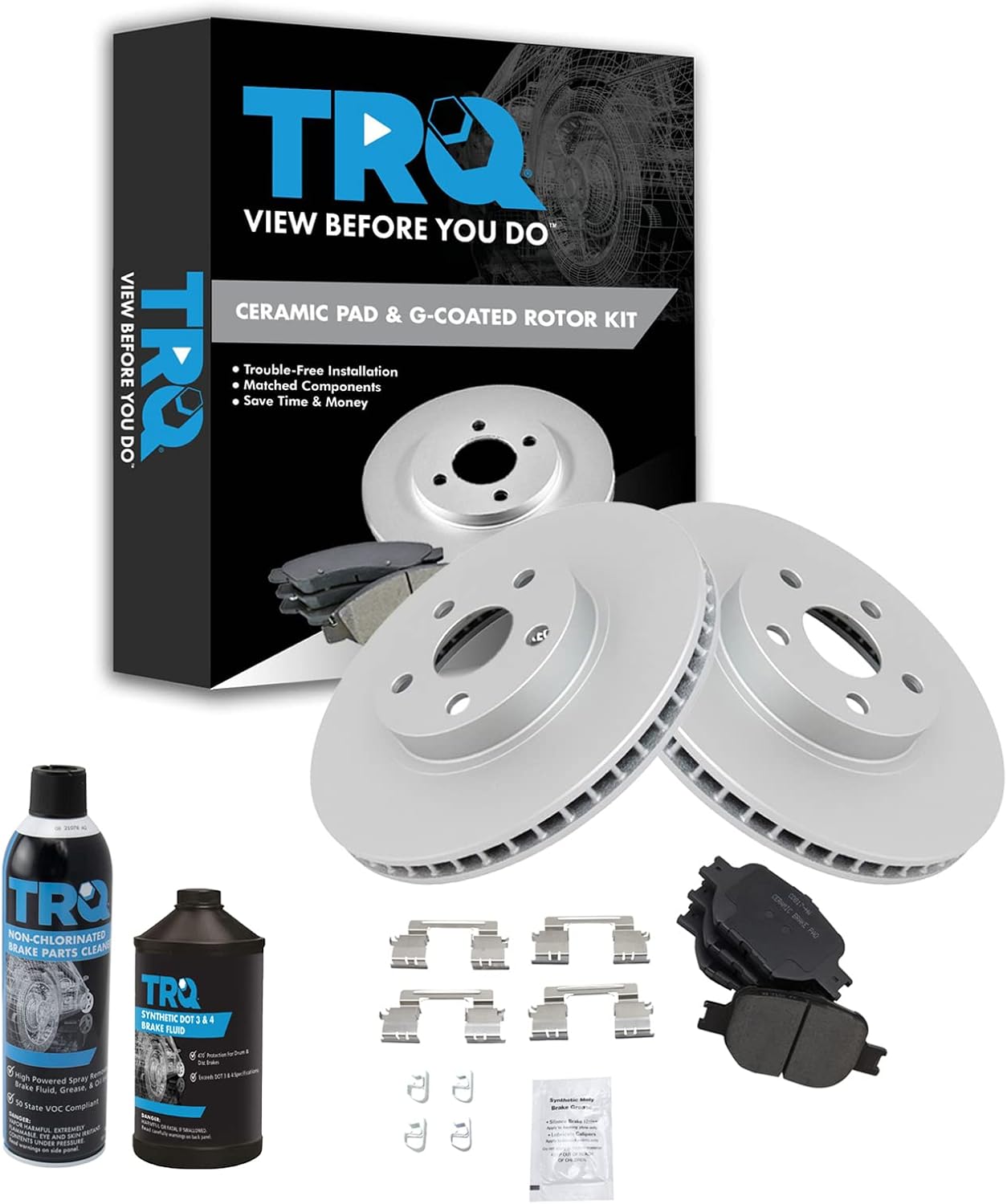 TRQ Front Brake Pad & Rotor Kit for 2005-2010 Scion tC