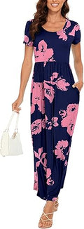 Women Maxi Casual Dress with Pockets - Loose Long Sleeve