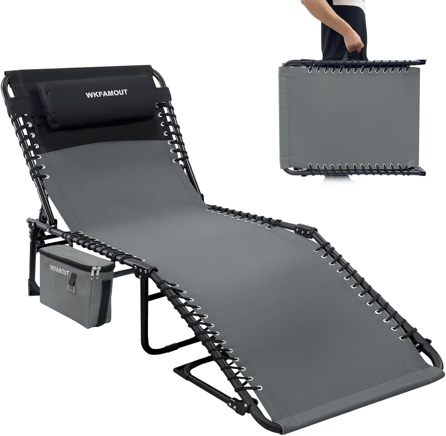 Portable 5-Position Lounge Chair with Cooler Bag