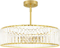 Gold Crystal Chandelier for Dining Room - 6-Light Modern 19IN