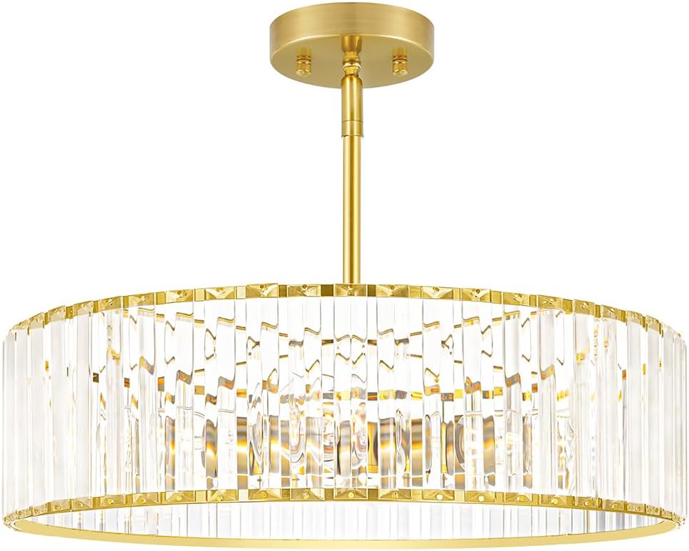 Gold Crystal Chandelier for Dining Room - Modern 6-Light Fixture