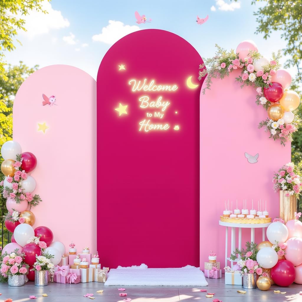 Pink and Hot Pink Arch Cover Set for Stunning Party Backdrops