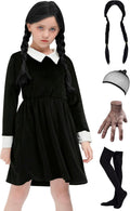BesserBay Girls Velvet Black Dress with Peter Pan Collar - Halloween