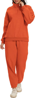 Women Oversized Long Sleeve Sweatsuit Two Piece Set - Cozy Fleece Fit