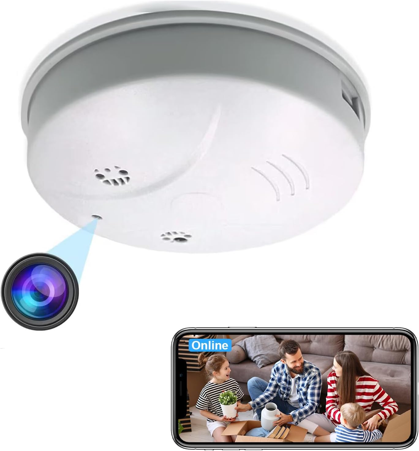 TANGMI 1080P WiFi Smoke Detector Camera