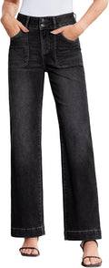 Sidefeel Wide Leg Jeans High Waisted Tummy Control - Flattering Fit as