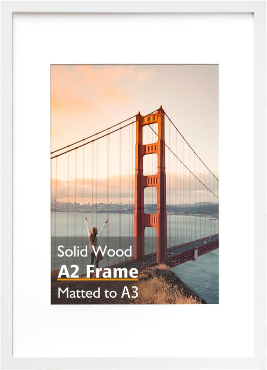 KINLINK A2 Picture Frame - Elegant White Solid Wood Design