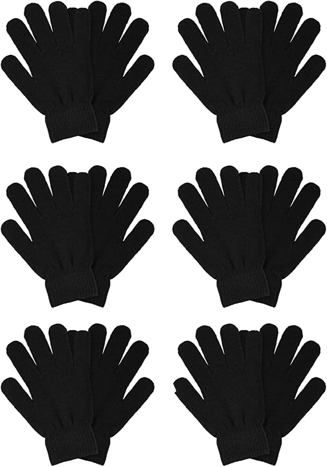 Xin Sheng Warm Winter Magic Gloves Set - Thermal Stretchy Black Knit for Cold Weather