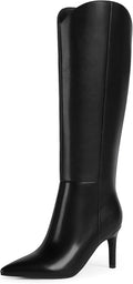 Knee High Boots Women Pointed Toe Tall Boots 3in Stiletto - Dressy PU
