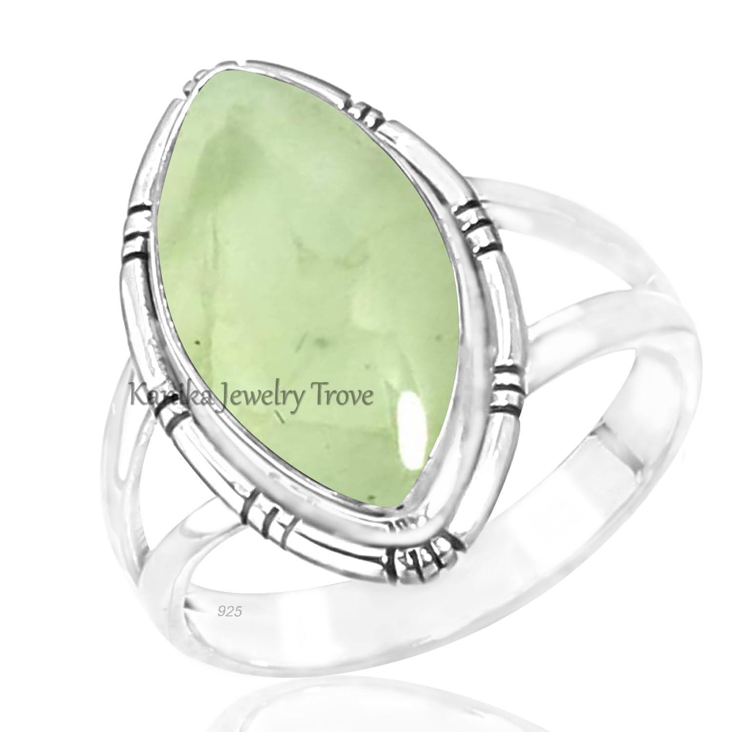 Prehnite Gemstone Sterling Silver Handmade Jewelry Ring Gift