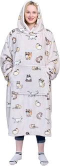 Wearable Blanket Sweatshirt for Women and Men - Cat Gray Oversized