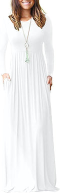 Women's Long Sleeve Casual Maxi Dress with Pockets - Comfortable great