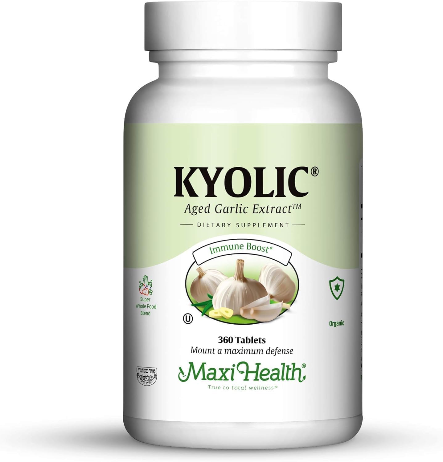 Maxi Health Kyolic Organic Garlic Supplement for Immune Support