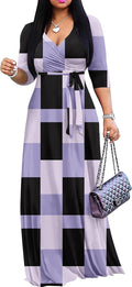 Plus Size Maxi Dress for Women V-Neck 3/4 Sleeve - Comfortable Fit are