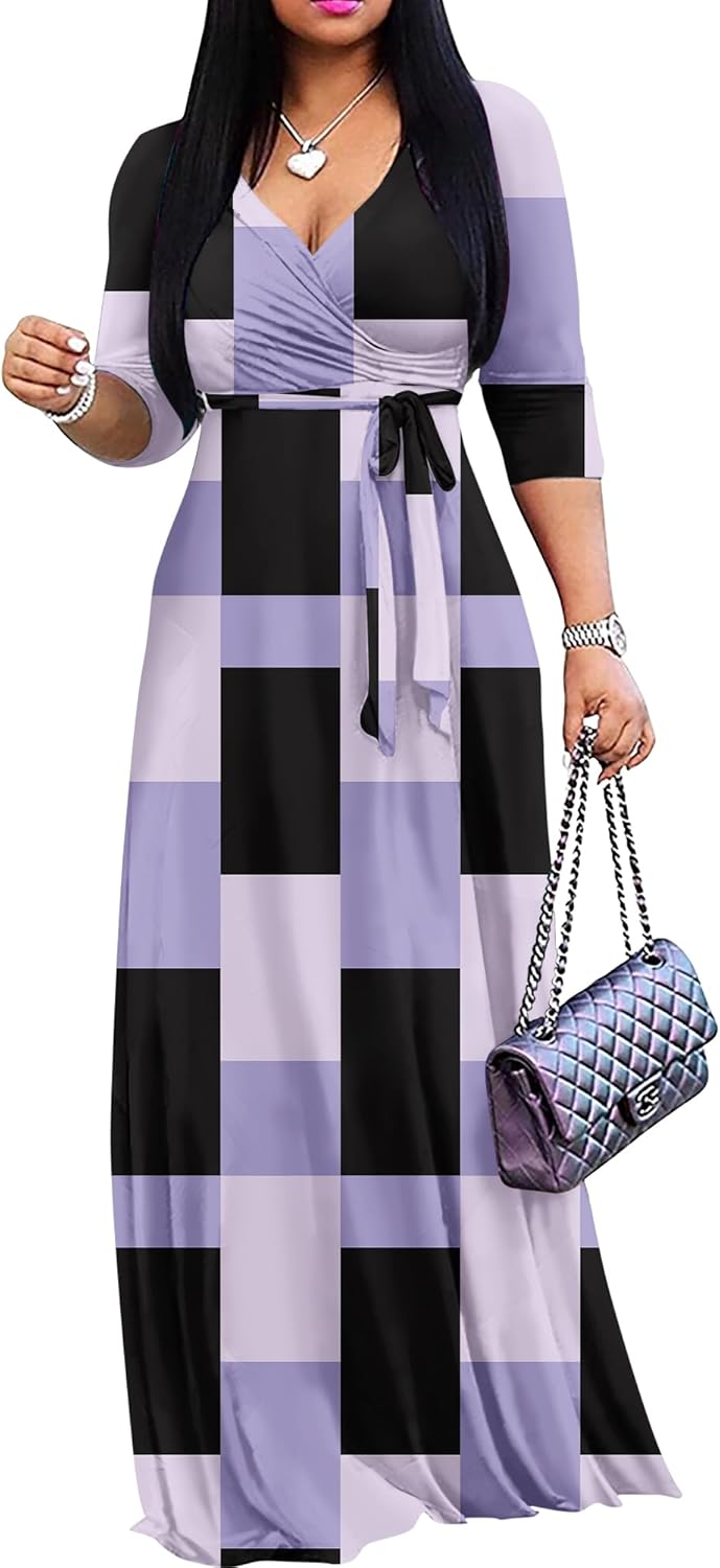 Plus Size Maxi Dress for Women Casual Summer Sundress V-Neck