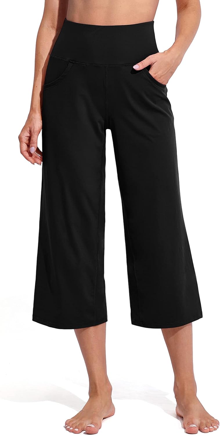 Promover Capri Pants for Women - Wide Leg Yoga Cropped Pants