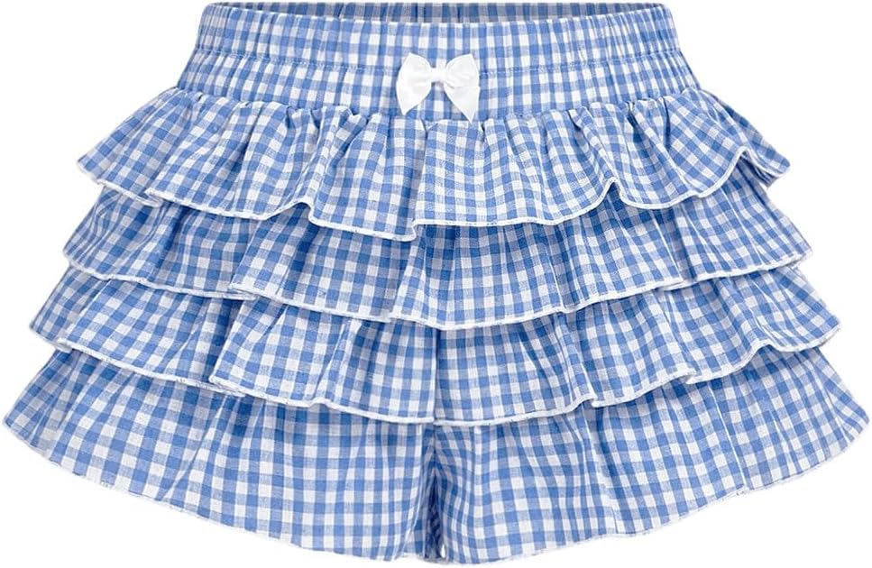 Women's Y2K Ruffle Shorts Gingham Bloomers for Hot Summer Fun