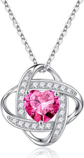 Love Knot Birthstone Necklace Sterling Silver - Thoughtful Gift