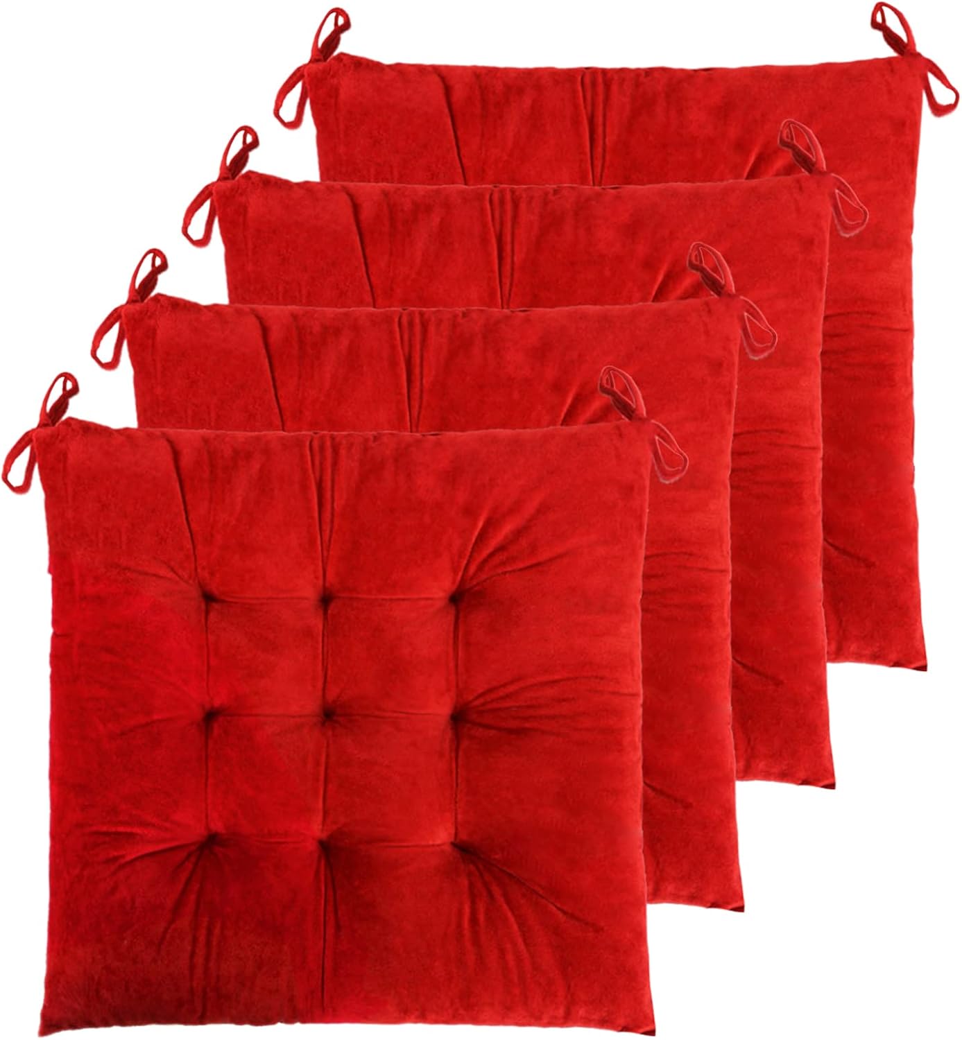 ELFJOY Chair Cushions for Dining Chairs - 4 Pack Red Velvet