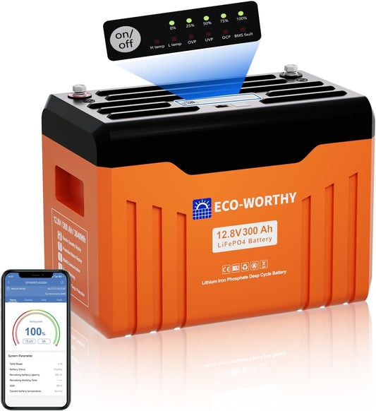 ECO-WORTHY 12V 300AH LiFePO4 Battery with Bluetooth Monitoring