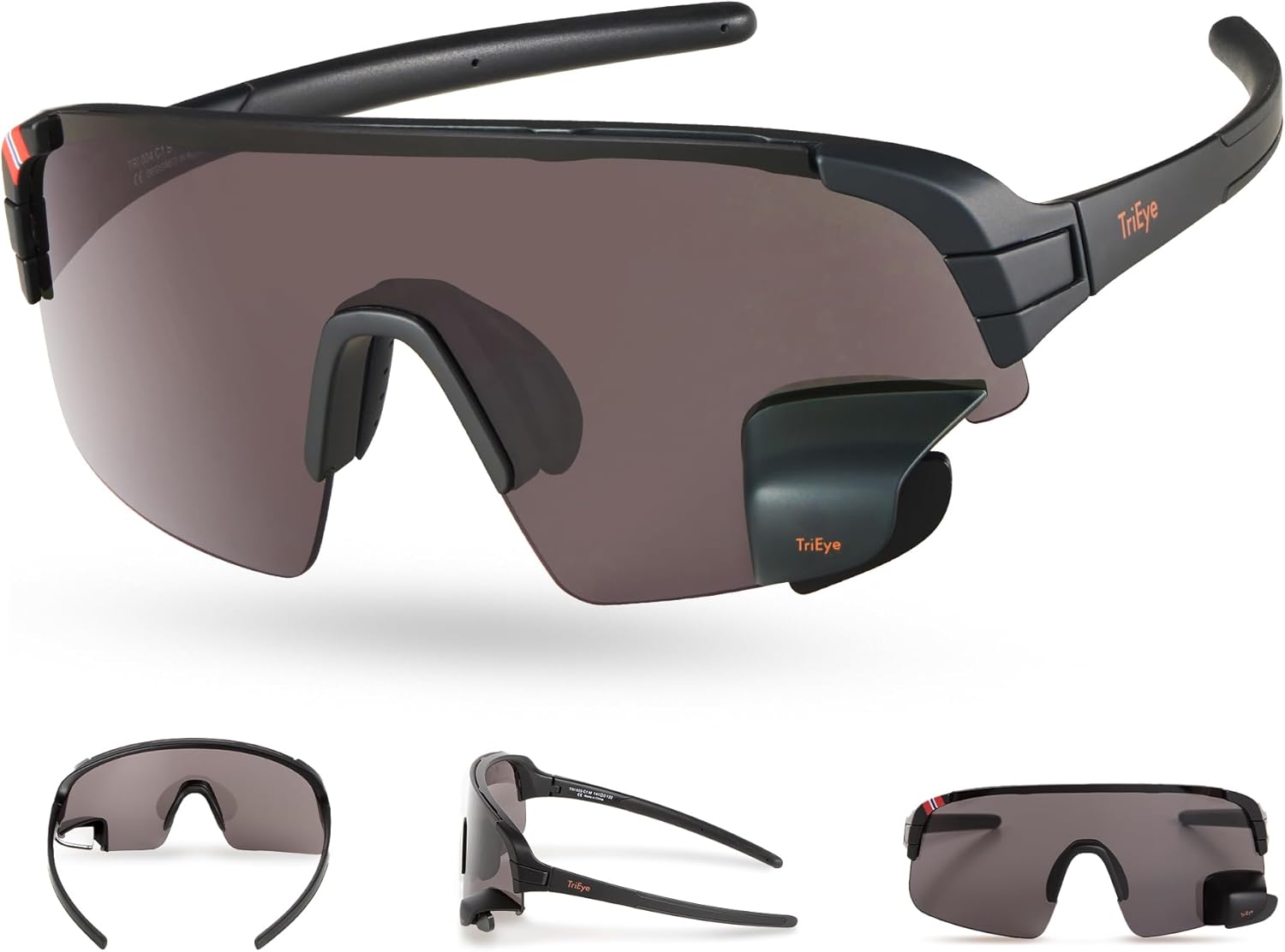 TriEye Cycling Glasses with Rear-view Mirror for Safer Rides