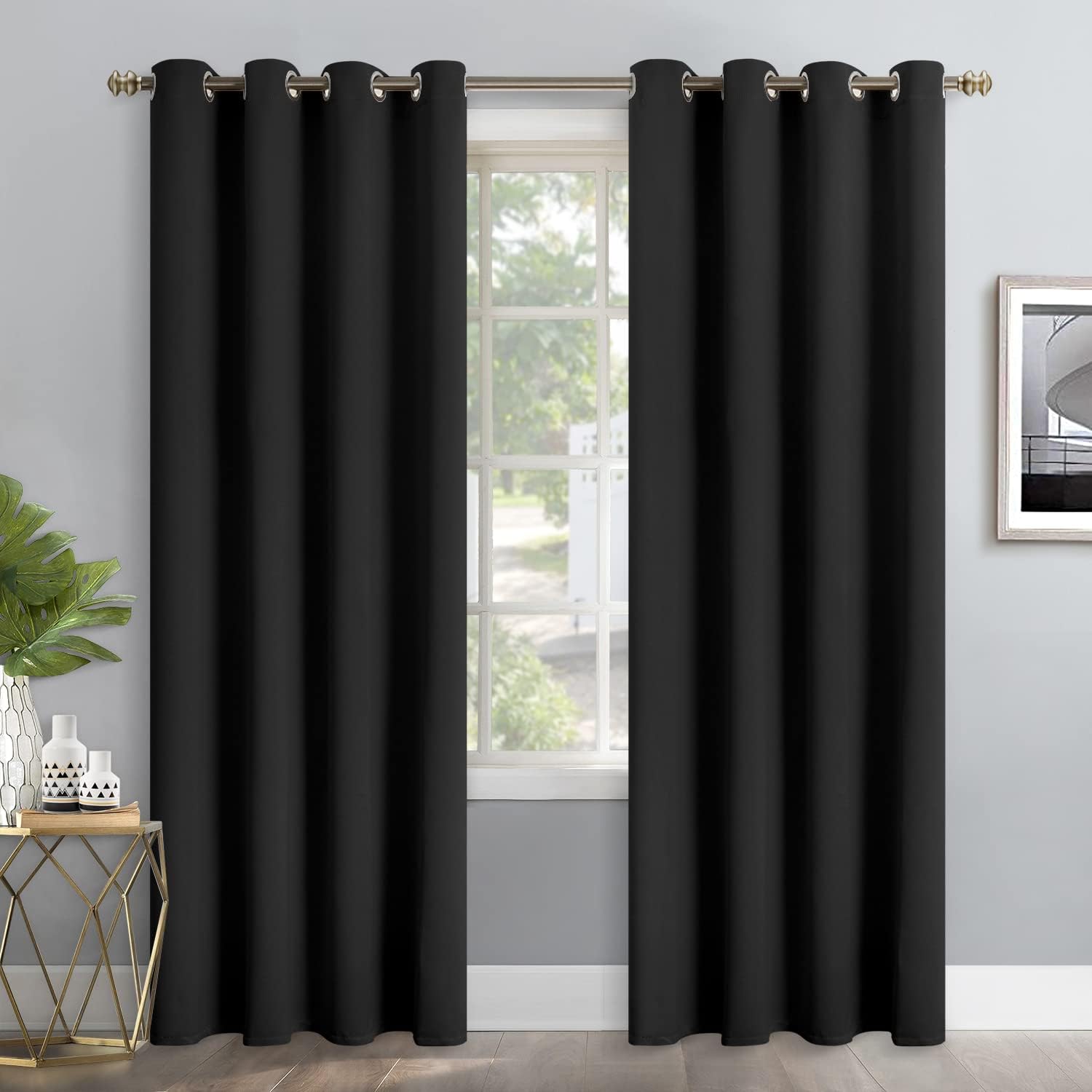 YoungsTex Black Blackout Curtains for Bedroom - 95 Inch Panels