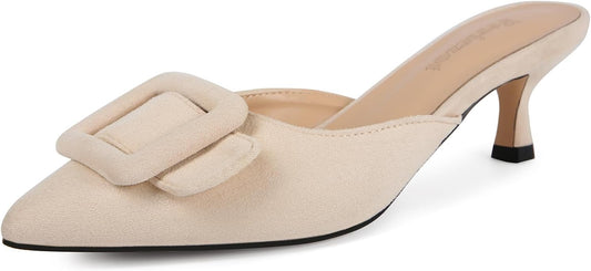 Fericzot Mule Slippers for Women with Kitten Heels and Comfort