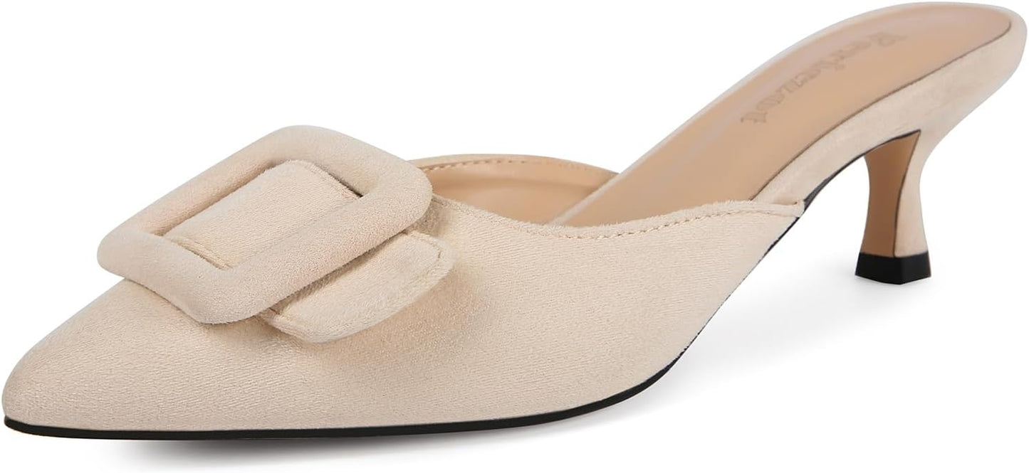 Fericzot Mule Slippers for Women with Kitten Heels and Comfort