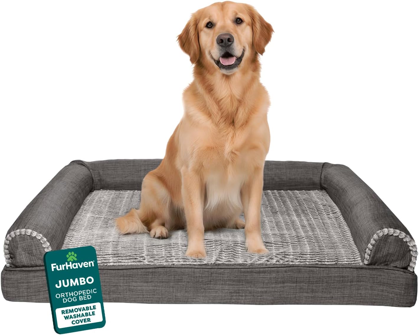 Furhaven Orthopedic Dog Bed for Large Dogs with Washable Cover