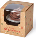 100 Pcs Merry Christmas Kraft Cupcake Boxes with Insert - Easy
