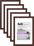 8x12 Picture Frame with Polished Plexiglass - Set of 5, Mahogany