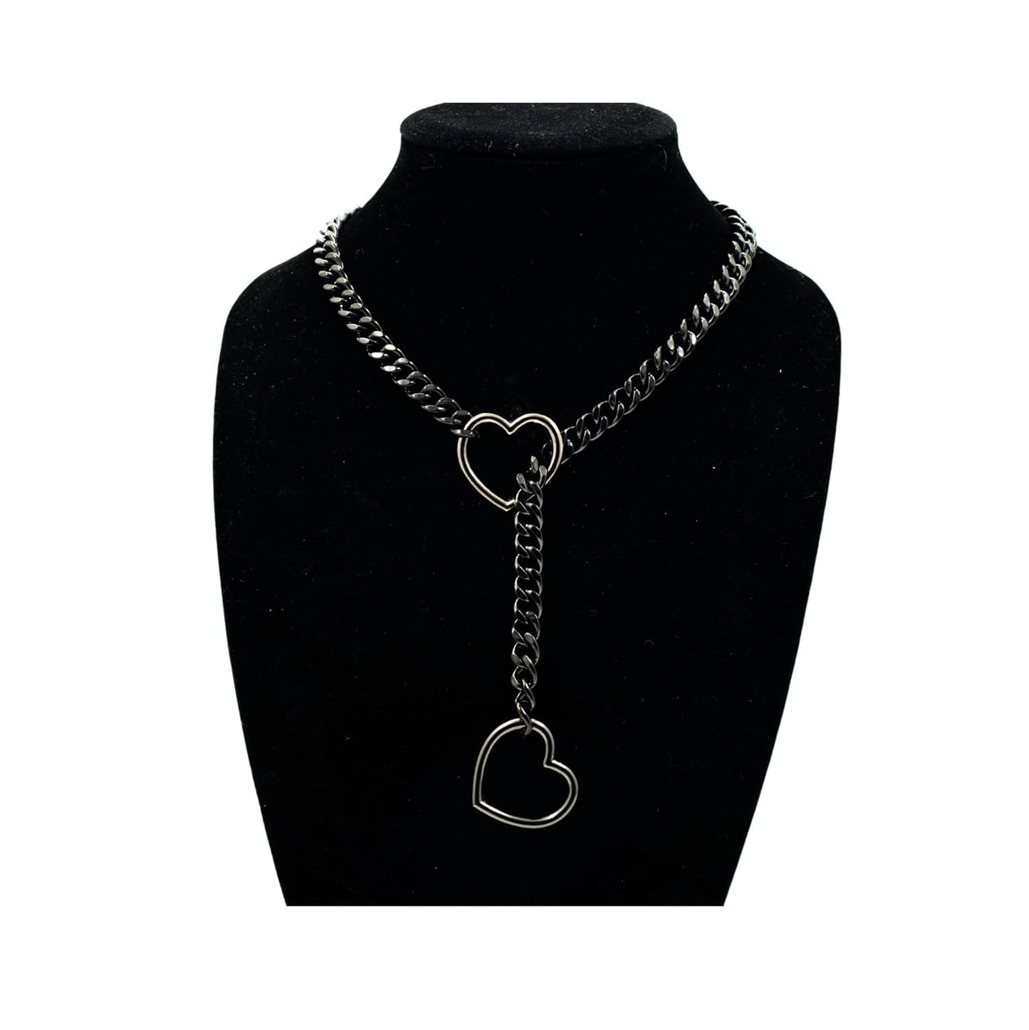 Custom Double Heart O-ring Slip Chain Necklace for Women and Men