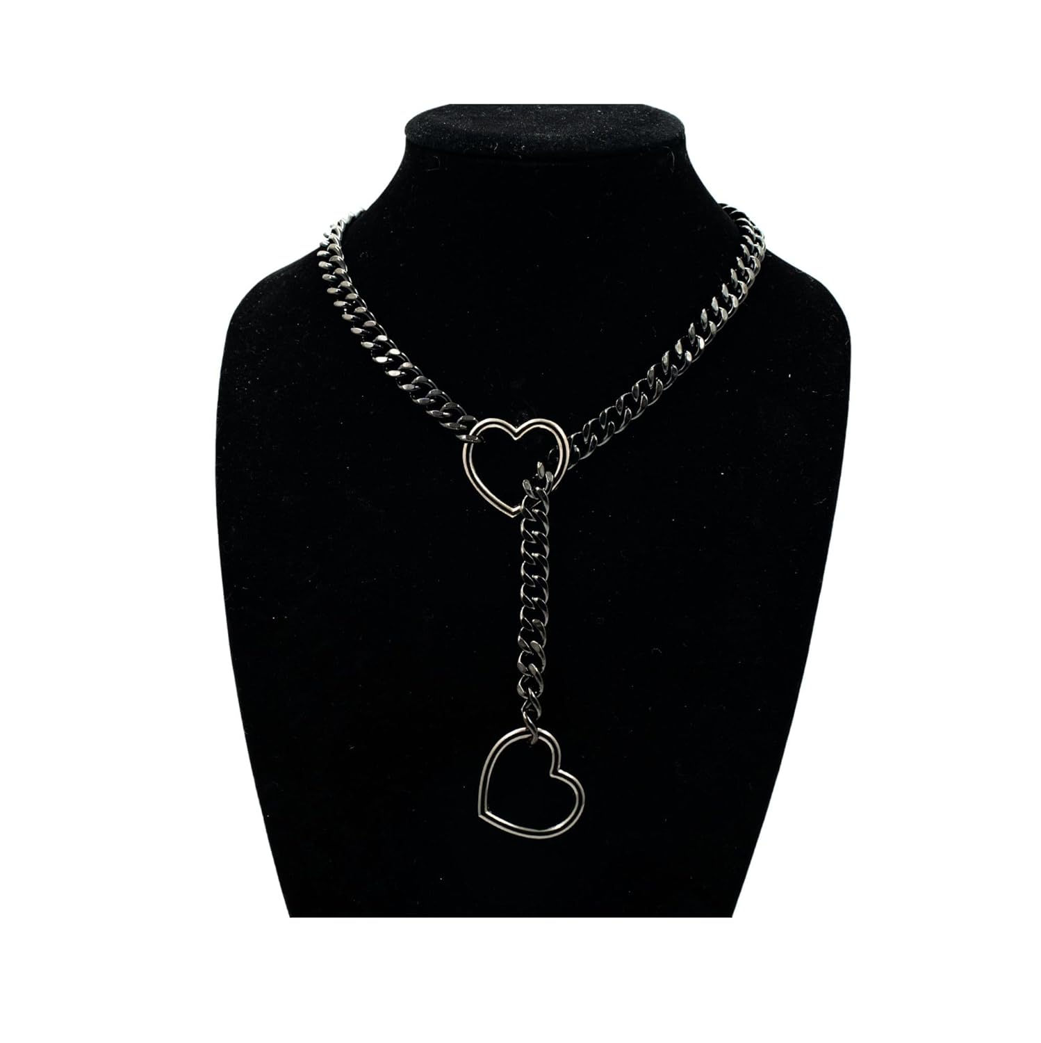 Custom Double Heart O-ring Slip Chain Necklace for Women and Men