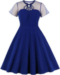 Women's Vintage Polka Dot 1950s Audrey Retro Prom Swing Dress - Short