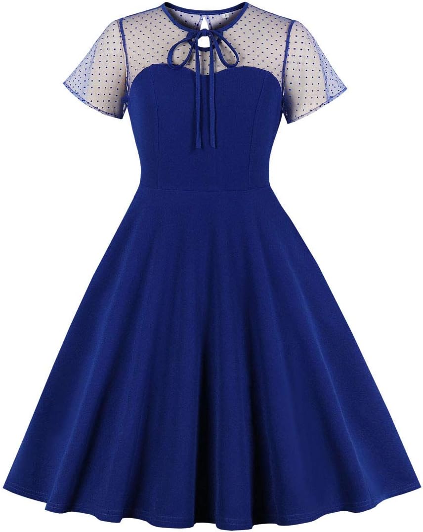 Women's Vintage Polka Dot 1950s Retro Rockabilly Prom Dress