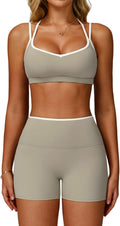 Two Piece Workout Sets for Women with High Waist Scrunch Shorts